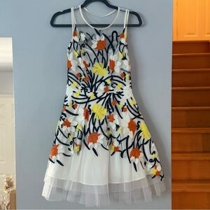 Eva Franco Garden Party or Summer Soiree Embroidered Midi Dress